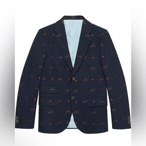 New With Tags Gucci Cambridge Horse Gabardine Blazer Jacket 46EU/36US $2500.00